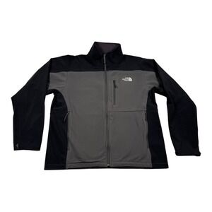 North Face Softshell Jacket Mens Large Gray Black Full Zip Fleece Lined Outdoor